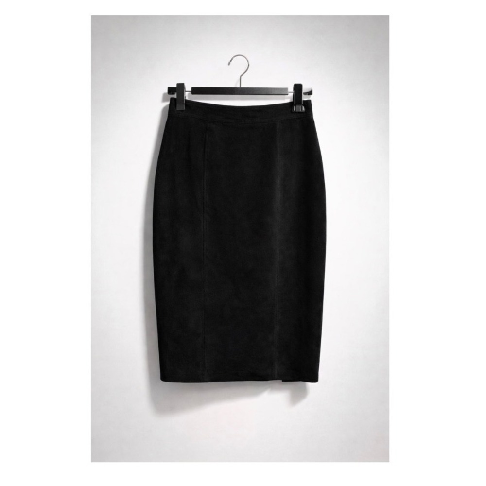 Speigel Streetwear Bikercore Goth Black Suede Pencil Skirt Vintage 90s Y2K 10